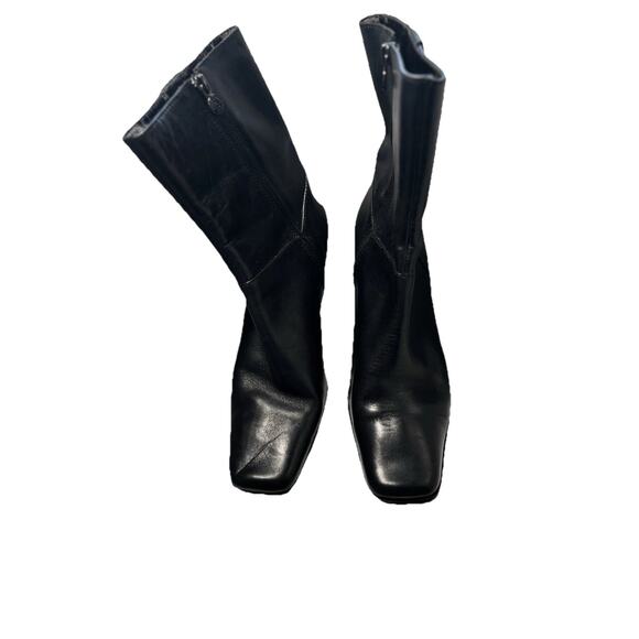 Ettinger Aigner Black Leather Mid Calf Woodrow Boot Shoe 6.5M Pirate Boho Goth - Picture 1 of 12